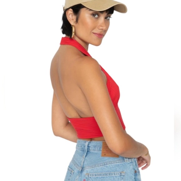 Callahan‎ x Revolve Mimi Tank Red Cropped Ribbed Top - Picture 4 of 6